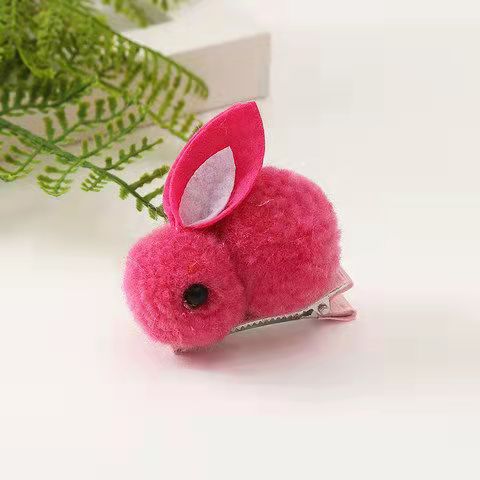 Rose powder rabbit hair clip