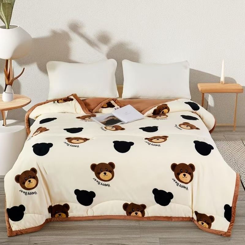 Winter Warm Quilt Milk Velvet Quilt Double-Sided Velvet Quilt Single Double Thickened Quilt Autumn and Winter Warm Quilt