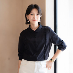 YUN韫时尚女士衬衫纯色雪纺设计感衬衫女气质休闲通勤港风衬衣女