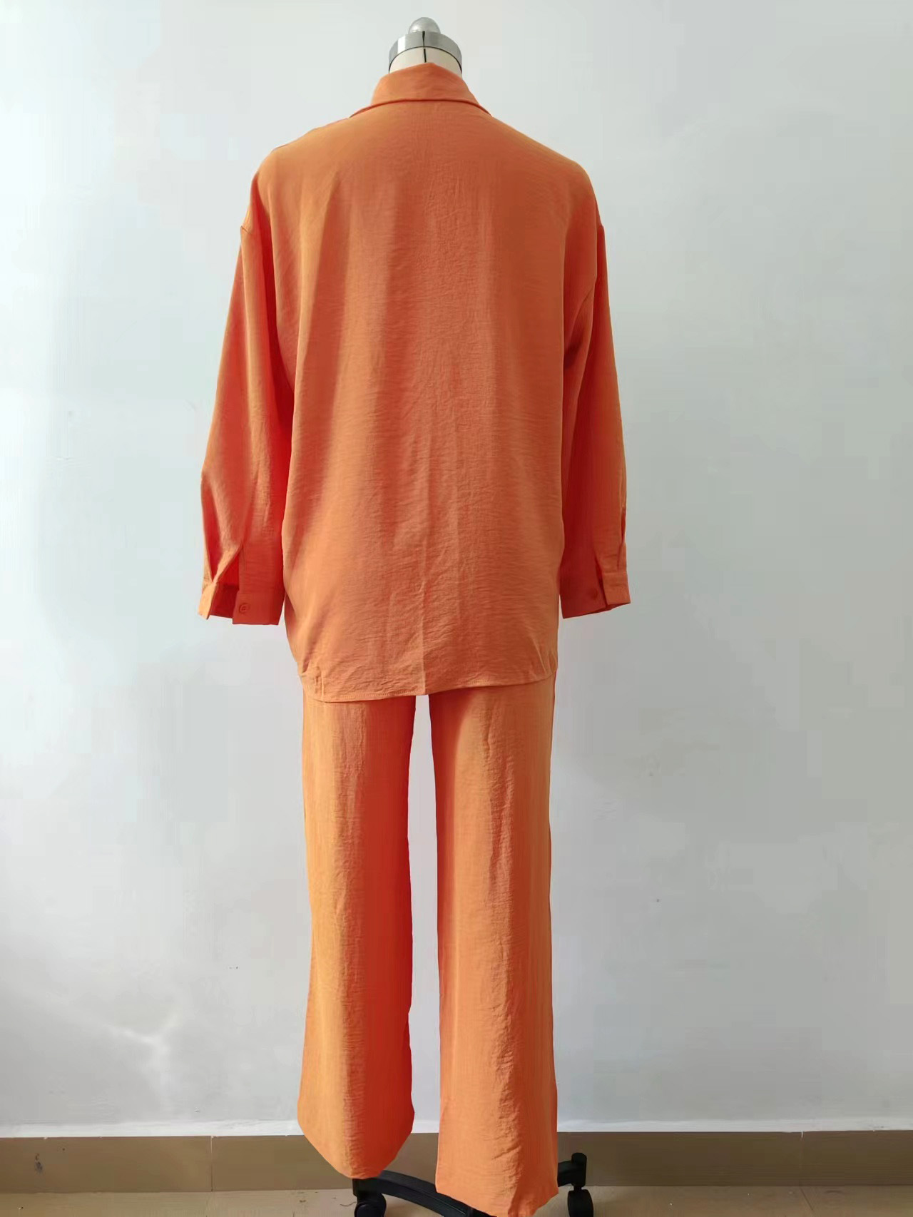 Suit Women Autumn Winter Long Sleeved Shirt Pleated Elastic Waist Pants Elegant Two Piece Set