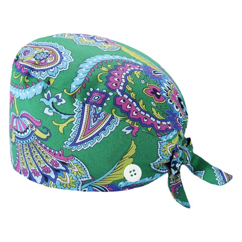 Surgical Cap Children's Cotton Printed Adjustable Nurse Dust-proof Oil Fume Beauty Doctor's Tie Buckle Work Cap