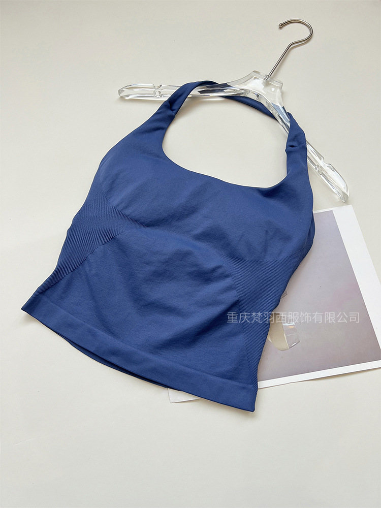 Transfronteriza versión de la patria DF cuello cuadrado chaleco de cuello colgante de tres capas con almohadilla de pecho alta elástica hermosa espalda ajustada sin costuras ropa de yoga de fitness