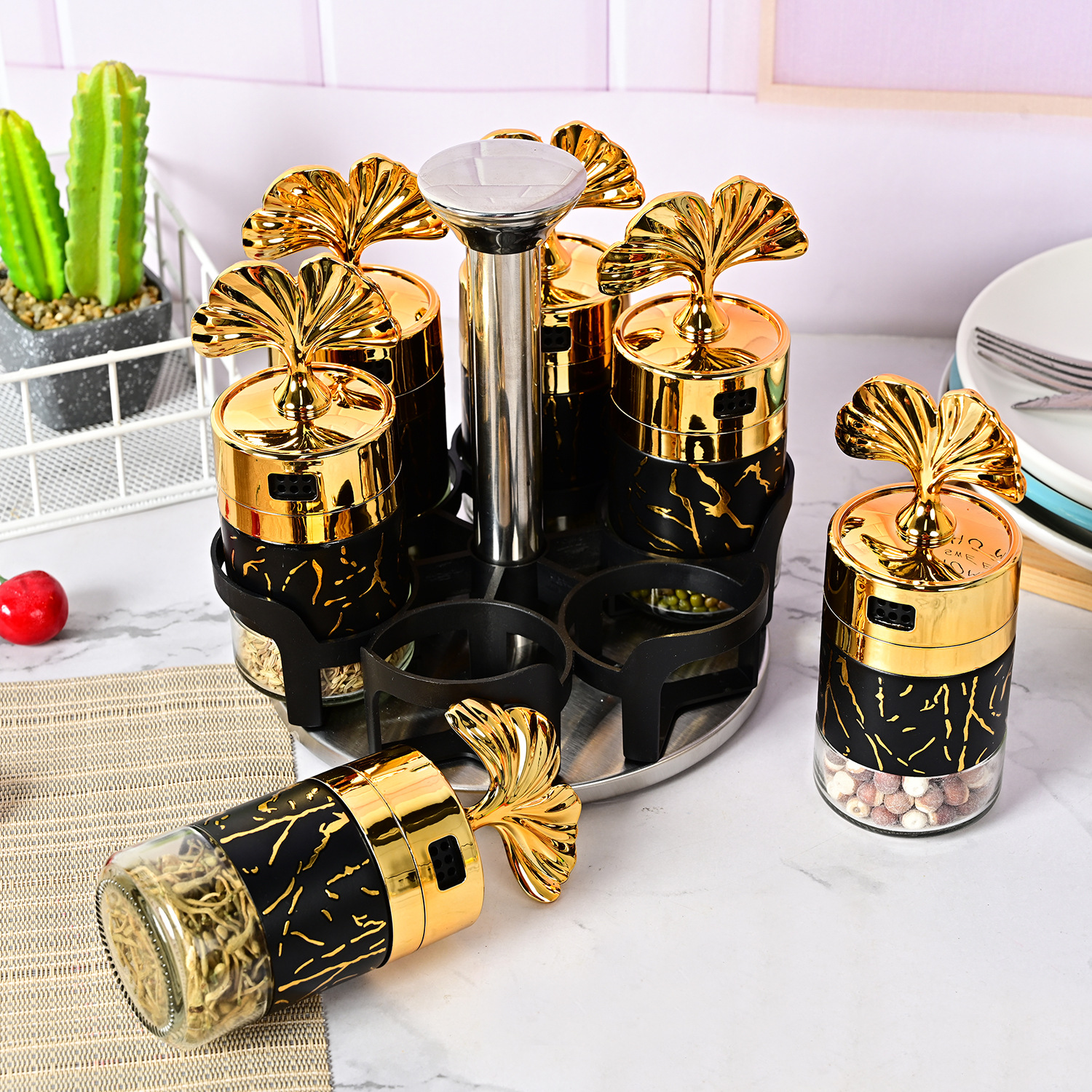 Amazon botella de condimento de cocina vidrio botella de pimienta botella de condimento con agujero giratorio tarro de condimento