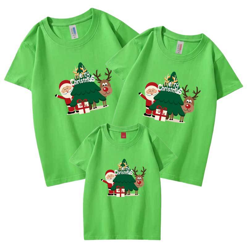 2022 Año Nuevo Navidad Carnaval Camiseta al por mayor de verano refinado algodón ropa entre padres e hijos ropa para niños adultos manga corta cuello redondo T