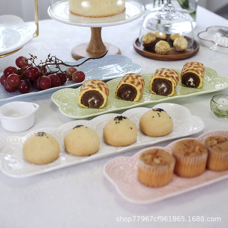 Northern European relief breakfast dish cake plate, a rectangular disk, Japanese -style plate sushi disk bakery baking tableware