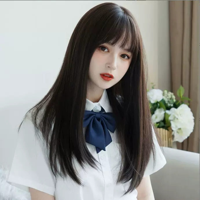 韩国假发女中长碎发仿真自然全头套长直发空气刘海蓬松假发套女