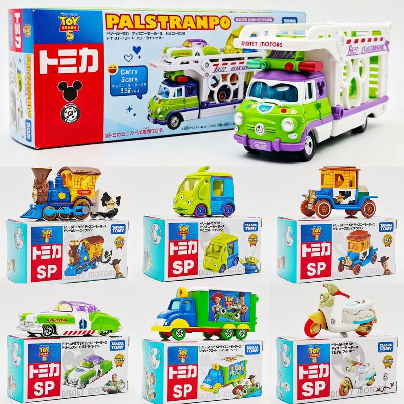 Domeka Toy Story Woody Buzz Lightyear Partner Transport Truck Model Car Alloy Toy Car Collection