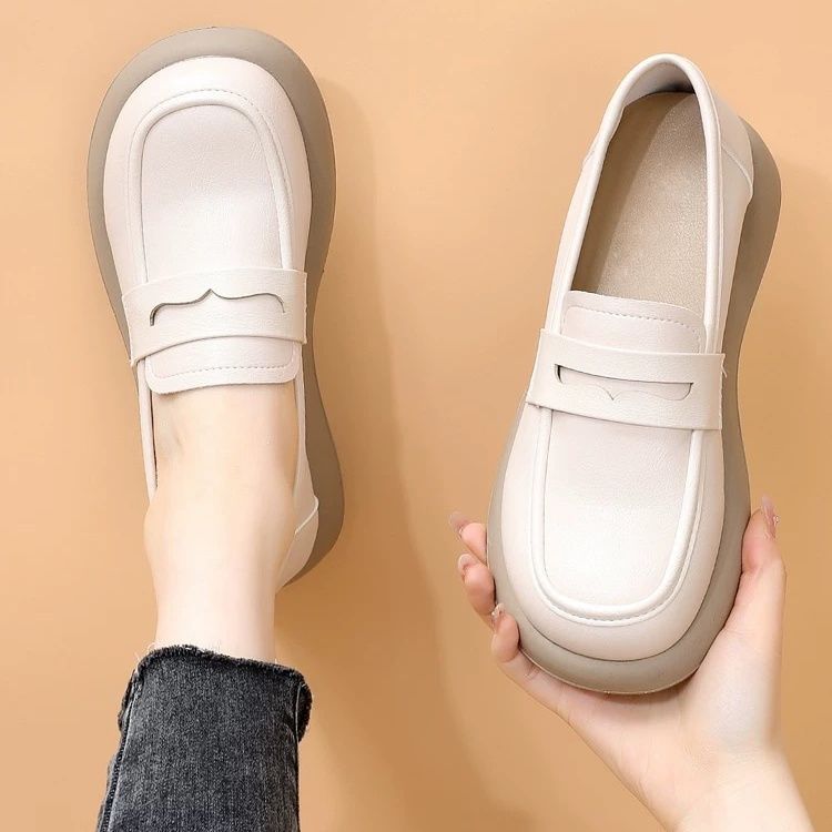 Primavera y otoño nuevos zapatos individuales realmente suaves zapatos de música planos para mujer zapatos de trabajo de cercanías suela blanda suela suave suela de tendón de res zapatos de cuero madre