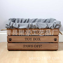 個性化復古木制木箱狗玩具原始存儲盒 整理箱