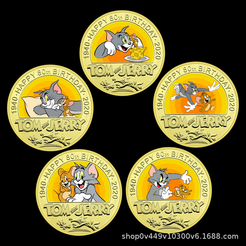 Cat and Mouse Classic Japanese Anime Coin Manga Golden Day Man Metal Moneda conmemorativa Medalla conmemorativa