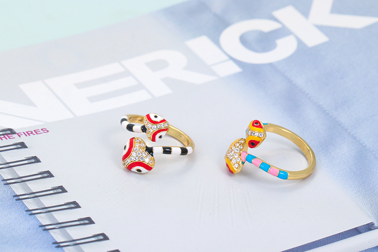 Open Ring Classification Retro Geometric Snake Copper Open Ring Plating Zircon Copper Rings