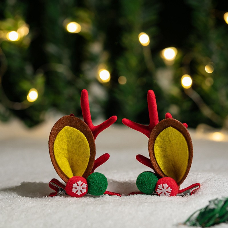 Adorable cabello de Navidad corno de ciervo cinco estrellas cabeza de banda de cabello de Navidad para niños corpos de cabello de decoración accesorios clipes de cabello