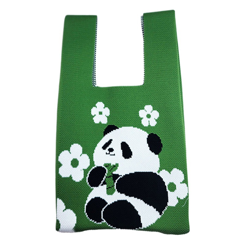 Wholesale In-Stock Cute Panda Vest Bag, Waist Bag, Underarm Bag, Trendy Knitted Handbag, Bucket Bag, Souvenir Gift