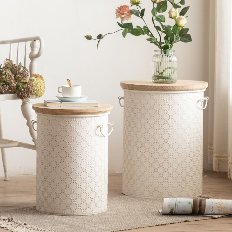 Clearance Sale: French-Style Vintage Iron Storage Side Table for Small Apartments, Living Room Sofa Corner Table, Household Storage Coffee Table