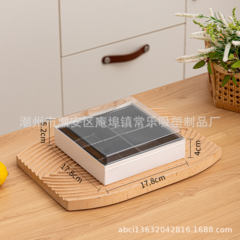 Caja de corte de fruta cuadrada sin plegables, tres cuadrados, cuatro cuadrados, nueve cuadrados de sushi salado, caja de embalaje de papel y plástico