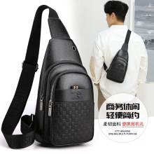 胸包男休闲运动胸前斜挎包时尚韩版男士背包小pu新款男单肩旅行包