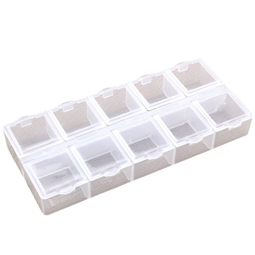 Large 10-square independent cover plastic box small parts packaging box earring components screw nail storage box PP