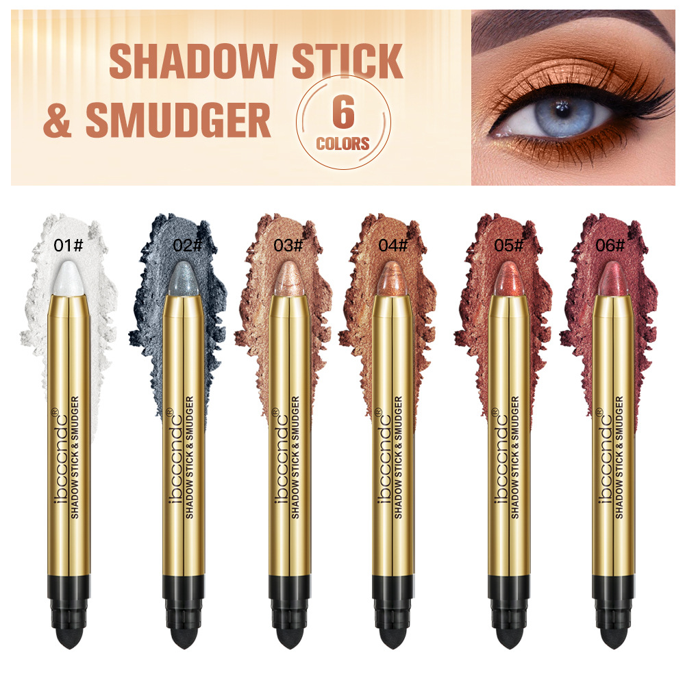 ibcccndc pearlescent eyeshadow stick with brush head, high-gloss earth Eyeshadow pen, double-headed eyeshadow stick undefined