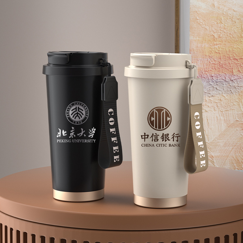 316 stainless steel ceramic thermos cup seamless double drink coffee cup high color value accompanying straw cup gift lettering