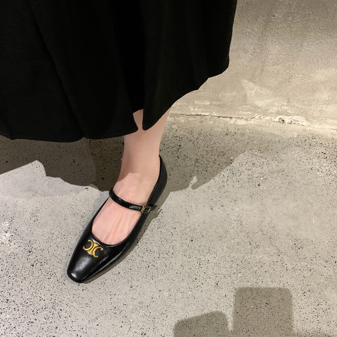 小香风小方头法式单鞋女经典2023秋季新款复古低跟一字带玛丽珍鞋
