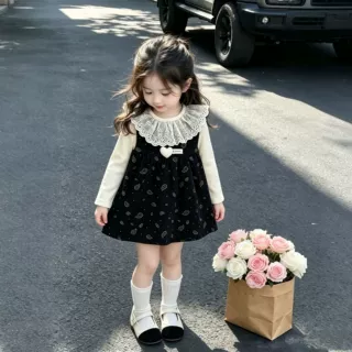 女童长袖套装连衣裙秋装儿童春秋新款公主宝宝洋气裙子礼服公主风