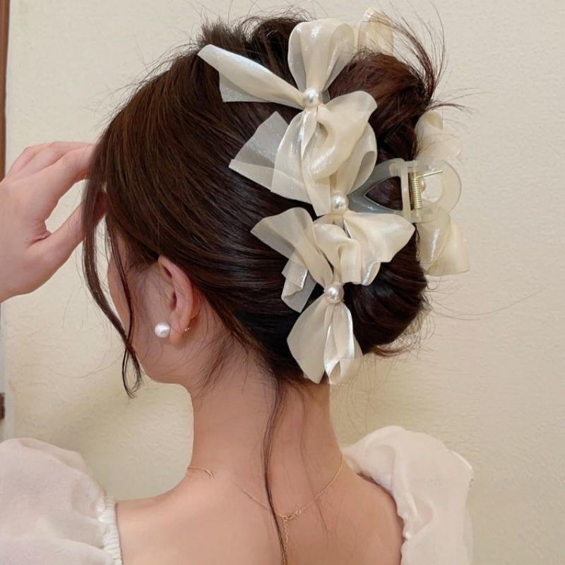 Pinzas para el cabello coreanas exquisitas y de alta gama para mujer, versátiles para peinados recogidos en la parte posterior de la cabeza, pinzas de tiburón, tamaño extragrande para cabello grueso, pinzas de garra, horquillas.