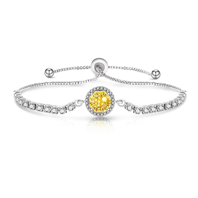 Fireworks Cut Bracelet With Padparadscha And High Carbon Diamond_voghion.com