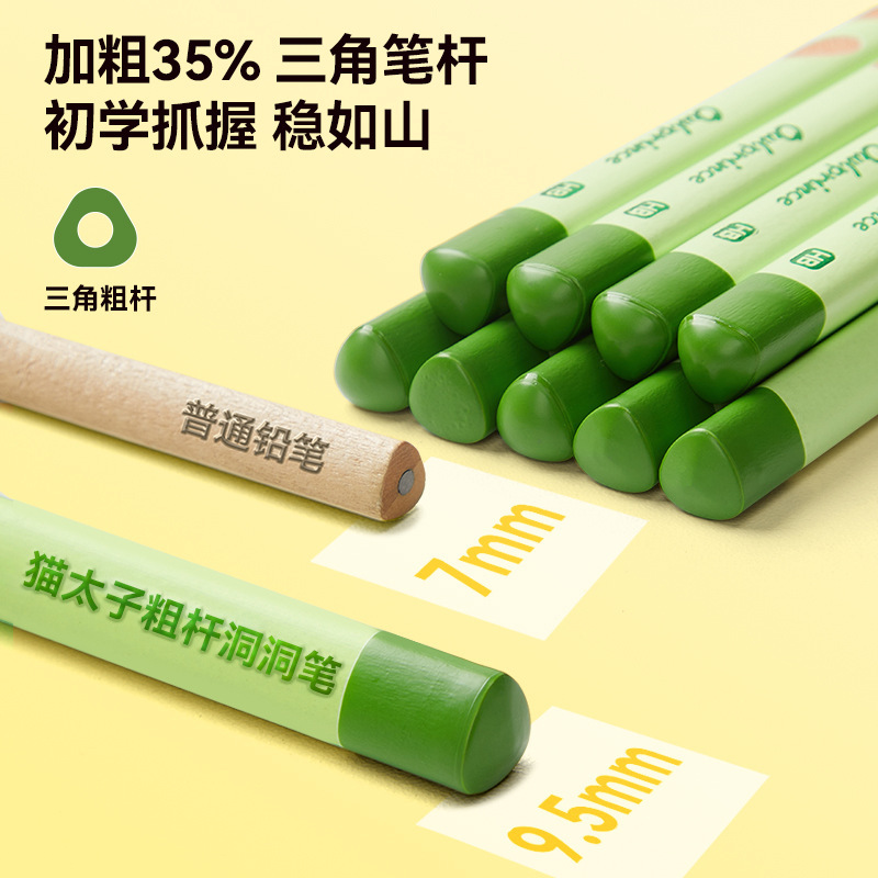 猫太子粗杆洞洞铅笔正姿铅笔加粗三角三棱小学生幼儿园专用一年级|undefined