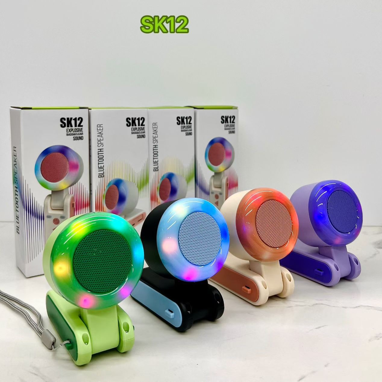Altavoz Bluetooth con Diseño de Ventilador SK12 con Luz RGB para Exterior