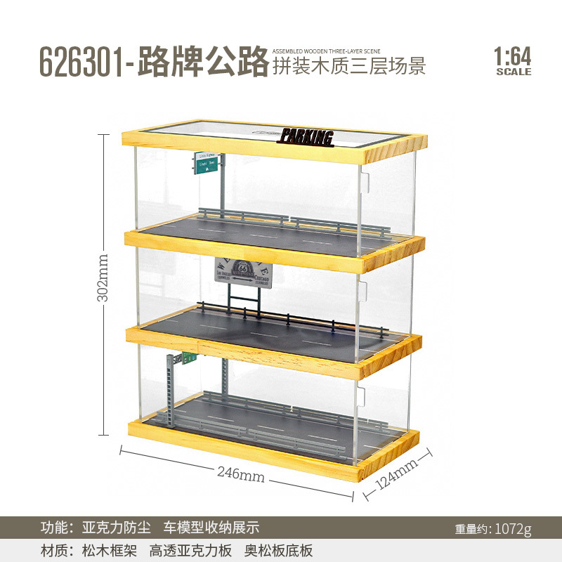 Modelo de Estacionamiento a Escala 1:64, Escena de Juguete, Caja de Exhibición Bubble Mart, Modelo de Coche Realista, Exhibición de Vehículos