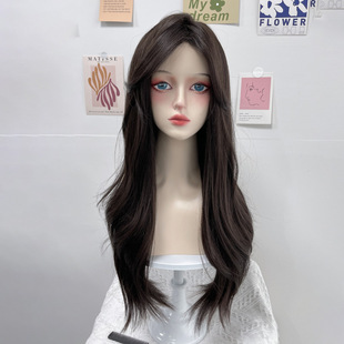 Cross-Border Hot-Selling Wig for Women with Long Hair, Natural Full Head Wig, Newly Upgraded S-Shaped Hair Part, Korean-Style Lolita Curly Wig