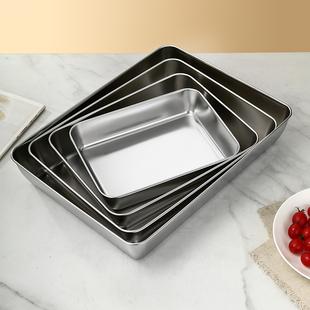 Dinner Plate for Kitchen Stainless Steel Dish Plate for Hot Pot Dish Plate Tray Rectangular Cooking Plate Cake Steaming Plate Cooked Food Plate