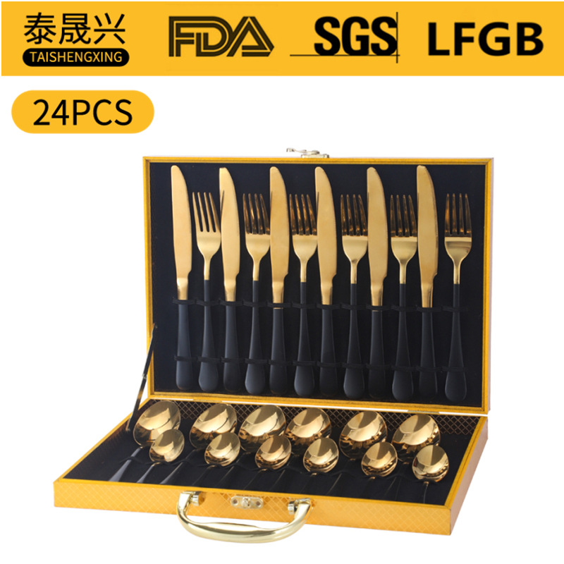 Venta caliente de Amazon 1010 vajilla de acero inoxidable 24/36/48 Set 4 piezas principales transfronterizo cuchillo de comida occidental, tenedor y cuchara traje