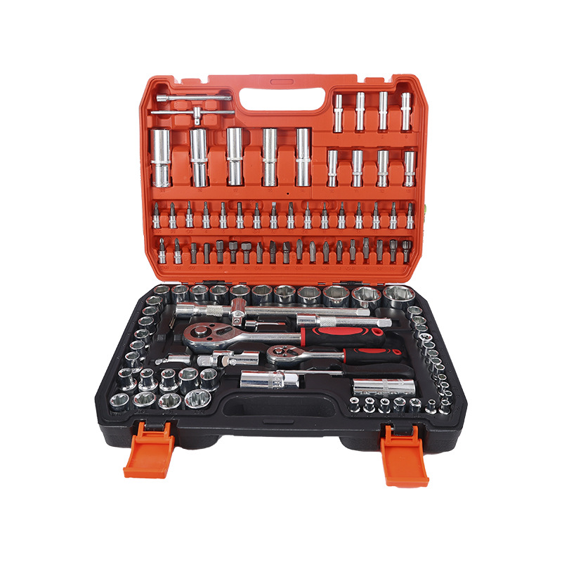 108 piezas de conjunto de herramientas conjuntas de manguito conjunto de llave de trinquete manguito conjunto de herramientas de reparación mecánica