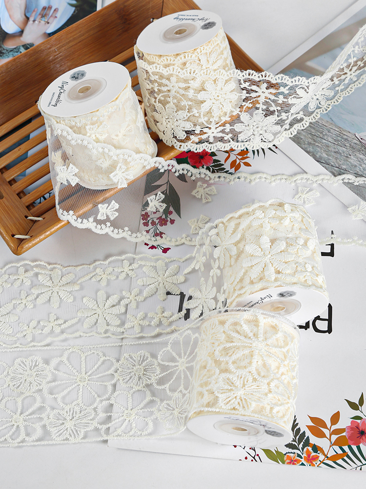 蕾丝花边网纱布料辅料diy手工材料包蝴蝶结发饰配件衣服裙摆装饰