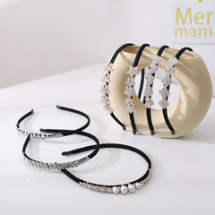 Cross-border new micro-set pearl and water diamond cross-hybrid earring clips fashion versatile hair accessories headbands for women