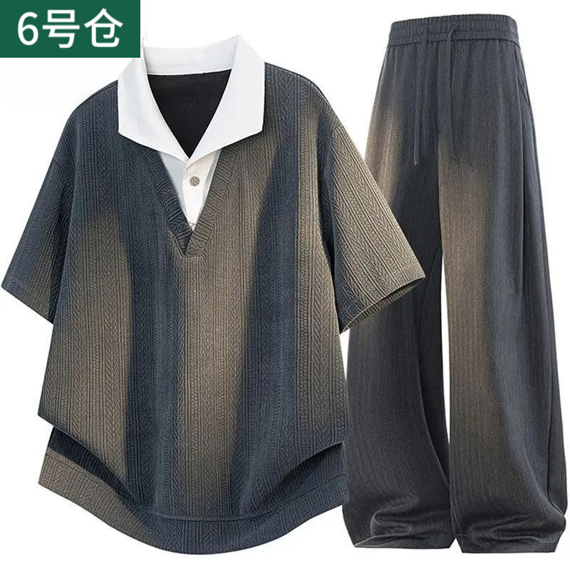 Summer men's cool, casual, lightweight, breathable, comfortable, skin-friendly, trendy and fashionable two-piece set Summer men's cool, casual, lightweight, breathable, comfortable, skin-friendly, trendy and fashionable two-piece set