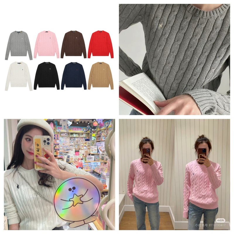 【高品质】可扫码~拉夫RL经典基础百搭男女同款针织套头圆领毛衣|undefined