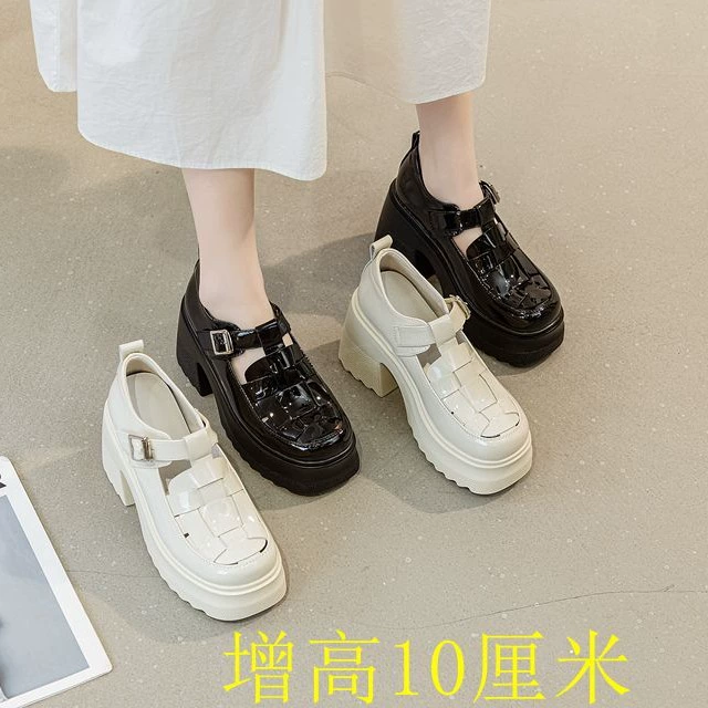 Полуполые женские сандалии из натуральной кожи, лоферы, универсальные повседневные модные сандалии, новинка 202, платформа, толстая подошва, толстый каблук, римский стиль