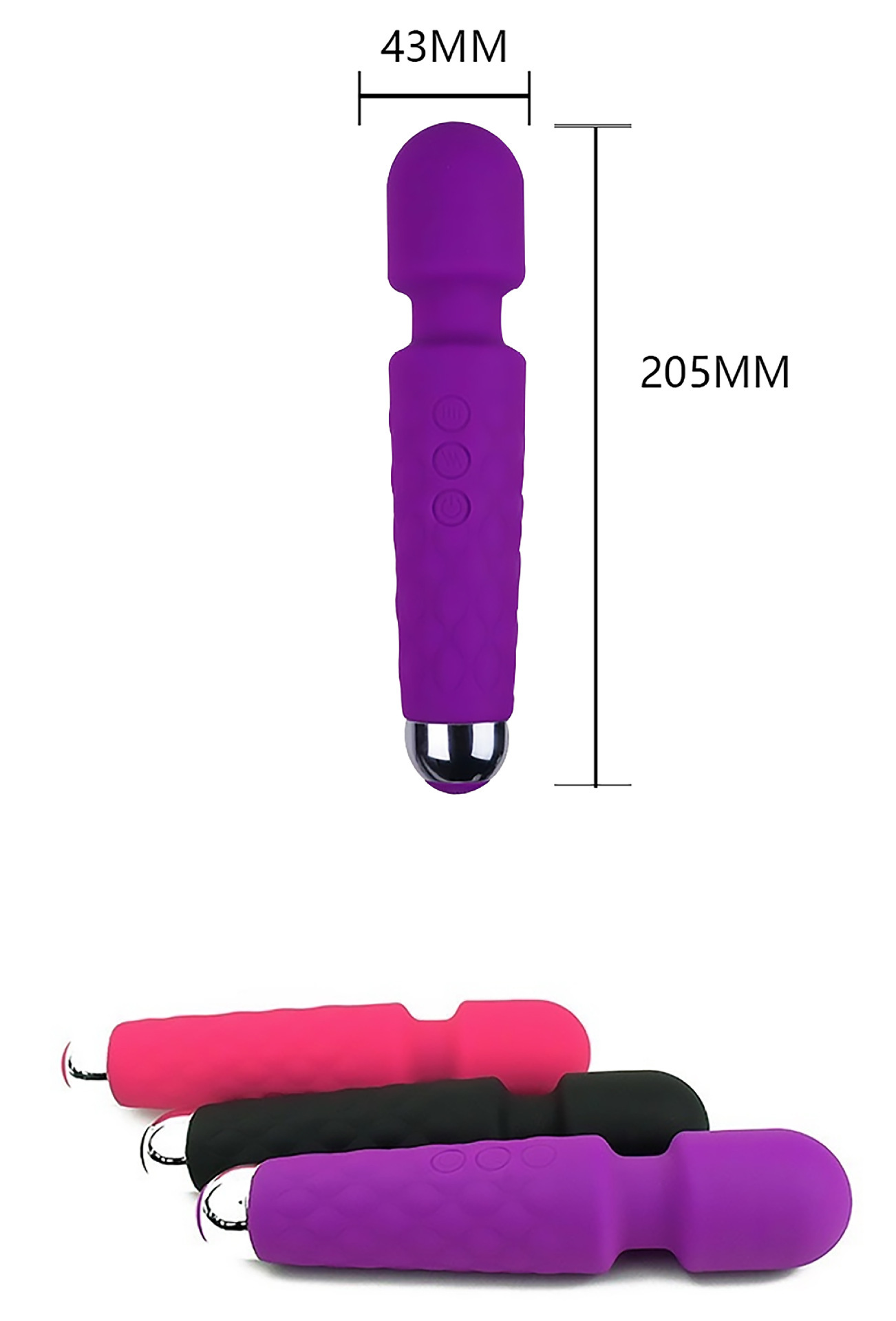 20-Frequency AV Wand Vibrator, Silicone Body, Strong Vibration Massage Stick — detail image 5