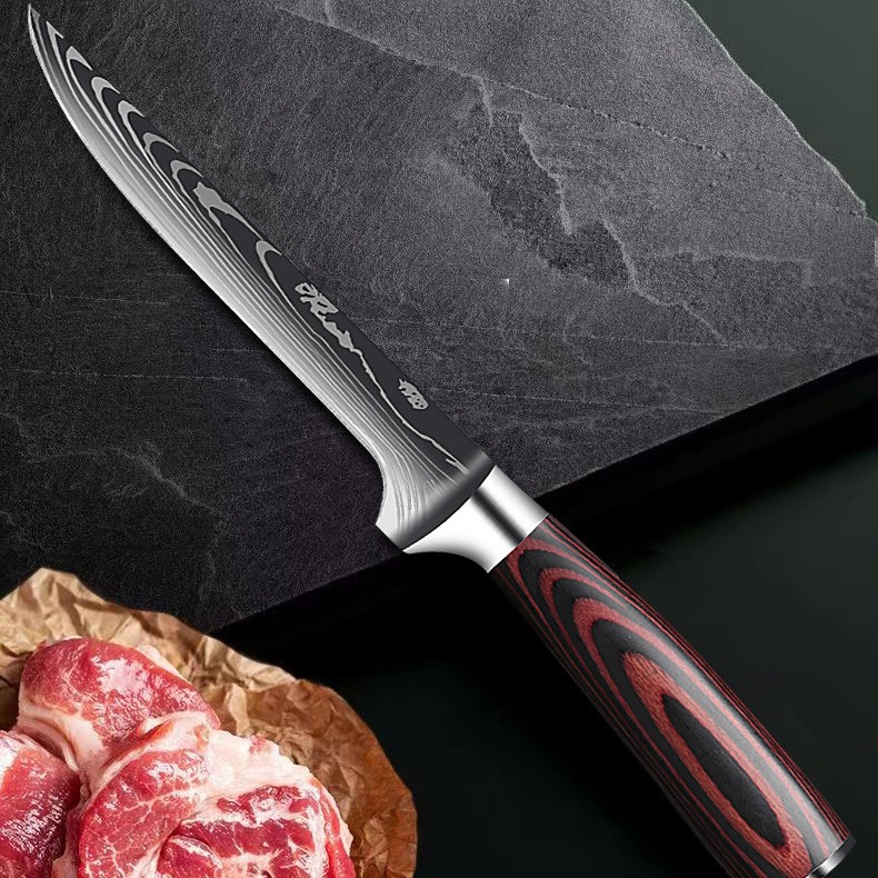 大马士革钢纹剔骨刀耐用进口屠宰卖肉刀分割骨头肉刀削骨切羊肉刀