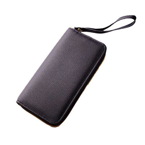 New Cross-border Long Macaron Color Zipper Wallet for Women with Lychee Pattern, Multi-compartment Handheld Bag, Wholesale