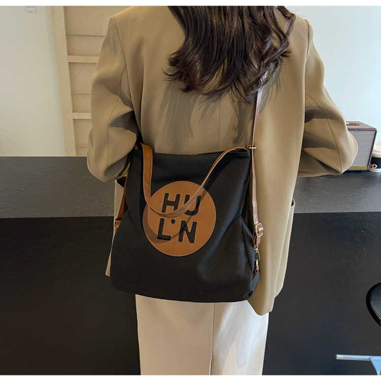 Korean letter printed multi-purpose cloth bag, 2024 new style, high-quality student backpack, commuting single-shoulder bag undefined