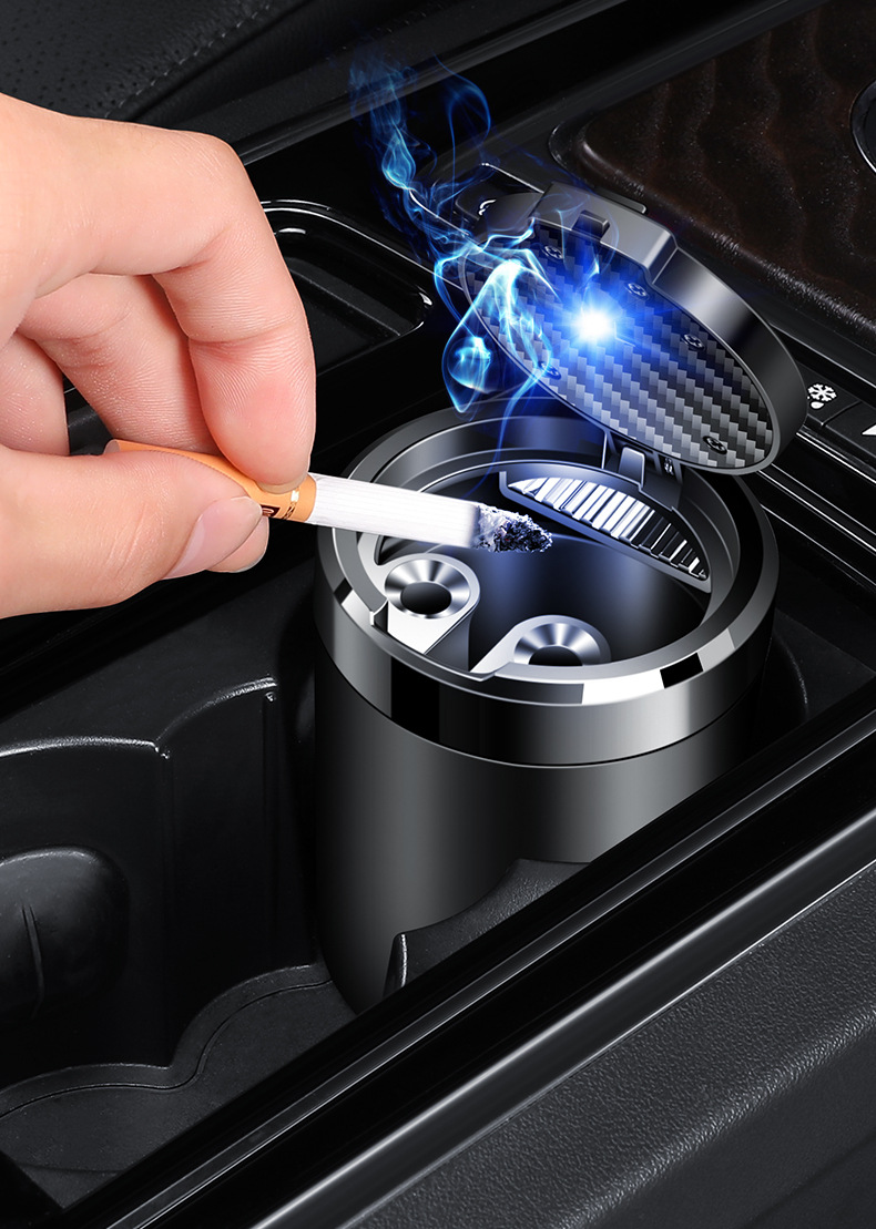 Car Ashtray Anti-Fly Ash Creative Stylish Trendy Multifunctional High-End Automatic Car Supplies with Cover