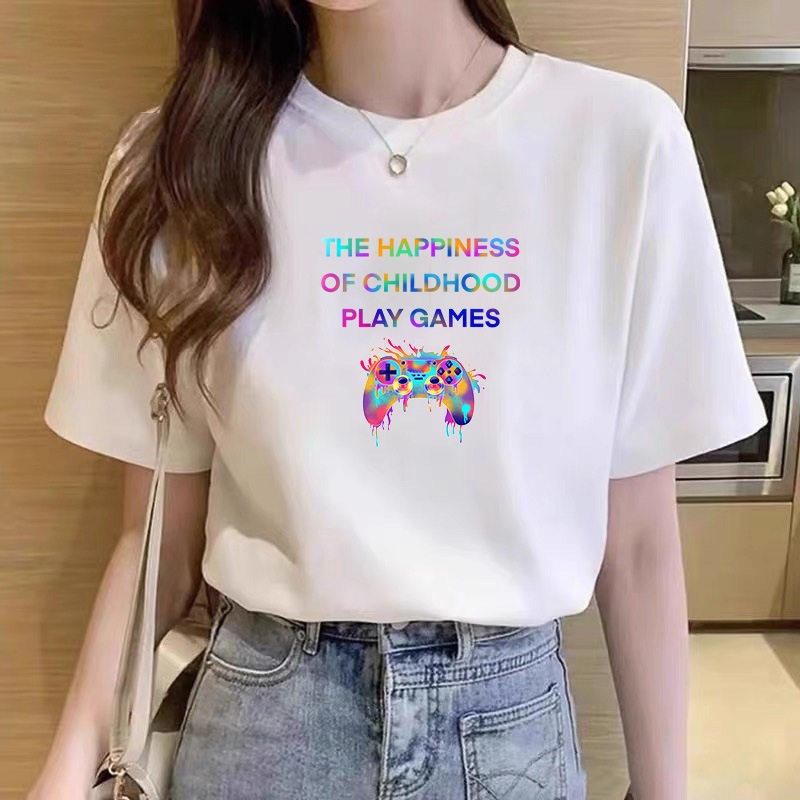 Camiseta mujer de una pieza de envío 2024 verano pesado grueso de algodón impermeable camiseta de manga corta para mujer suelta top de gran tamaño