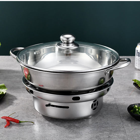 Stainless Steel Alcohol Stove Alcohol Pot Household Restaurant Student Pot Solid Small Hot Pot Dry Pot Soup Pot