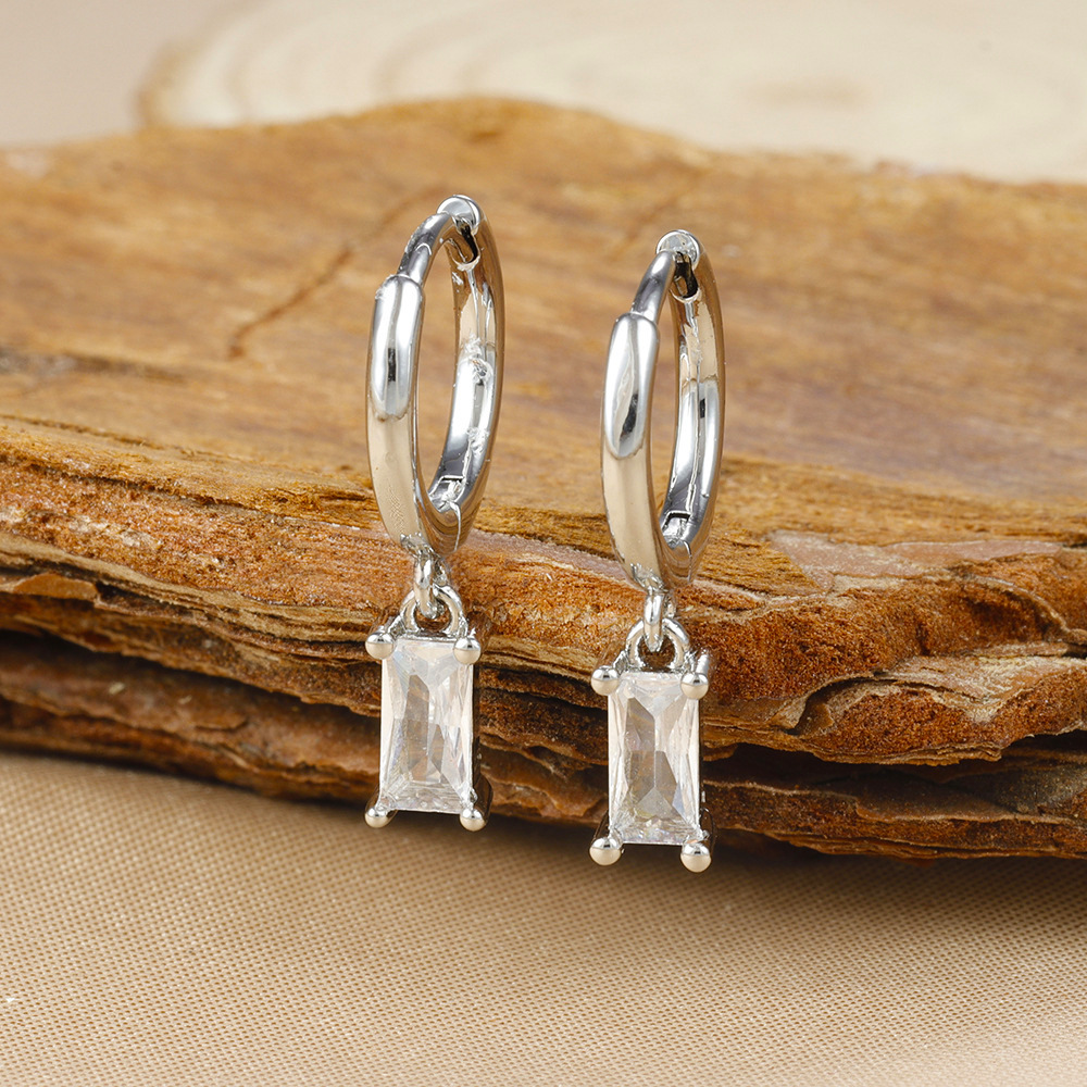 1 Par Elegante Geométrico Gotitas De Agua Enchapado Cobre Circón Pendientes De Gota Aretes display picture 17