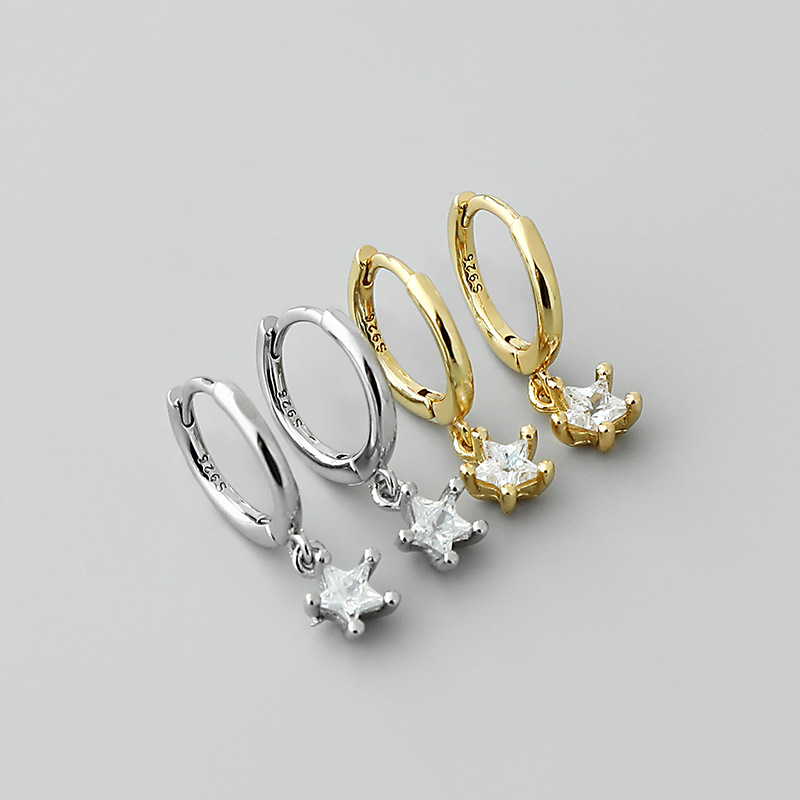 Retro Zirconia Star Pendant Copper Earrings Wholesale Nihaojewelrypicture2