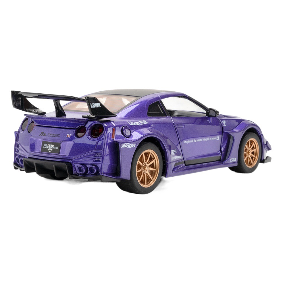 (Caja de espuma) simulación 1 A 24GTR aleación coche deportivo modelo decoración juguete colección con sonido y luz