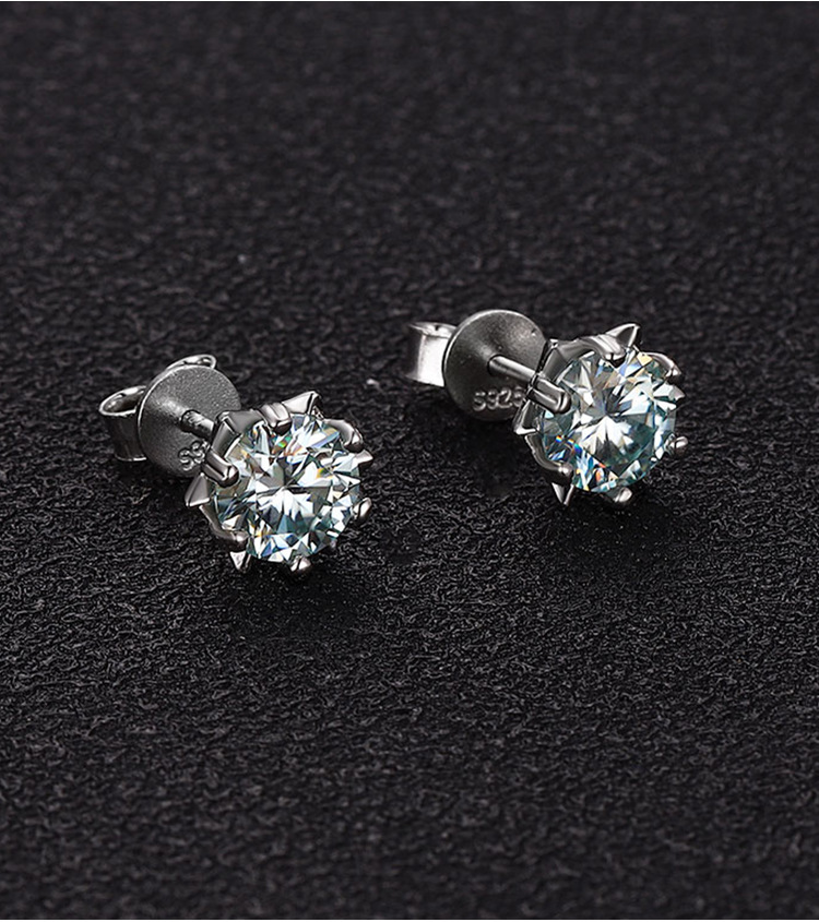 Moissanite Inlay Material 1 Pair 925 Sterling Silver Moissanite Moissanite Earrings Geometric Ear Studs